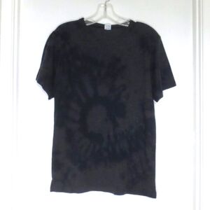 Upcycled T-Shirt Reverse Tie Dye Black Short Sleeve Comfy Cotton Blend Size XL